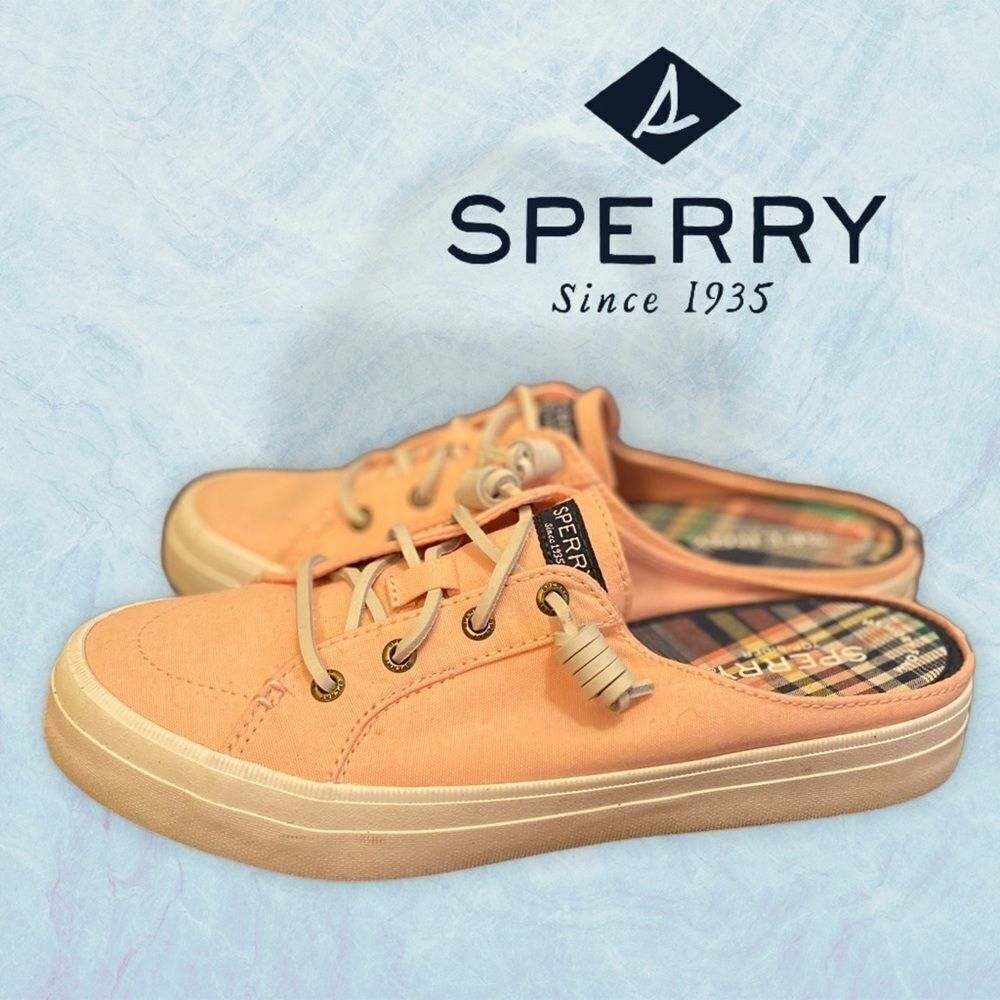 Sperry Crest Vibe Pink Chambray Mule Sneakers 7.5